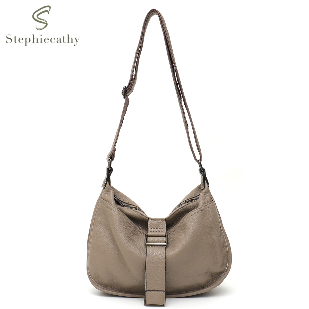 Hobo Bag Slouchy - Tas bahu kulit asli untuk wanita,