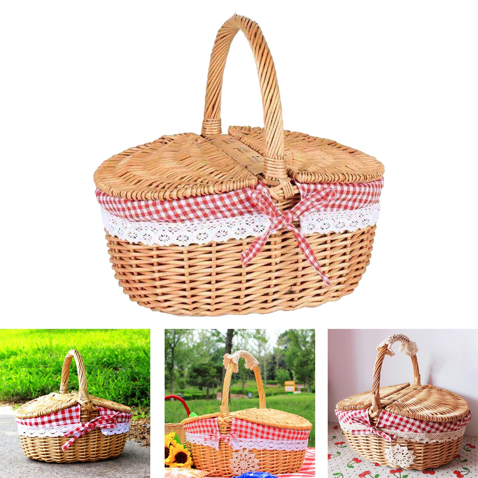 Basket Bag Wicker - Keranjang Piknik Anyaman Tangan dengan Lapisan