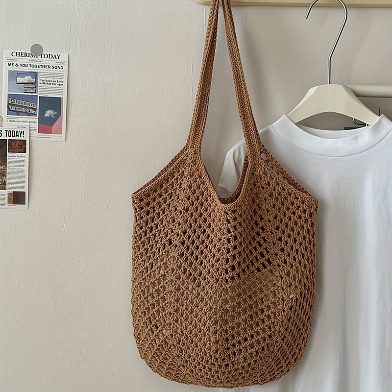 Crochet Market Bag - Tas Tote Rajut Berjaring, Tas Selempang