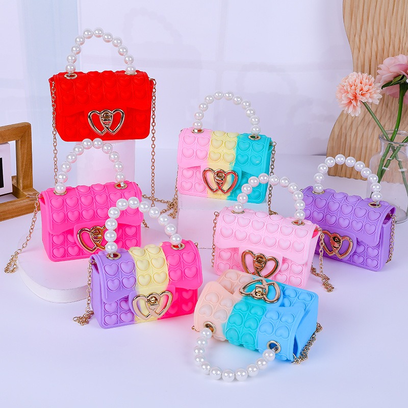 Mini Purse Chain - Tas Jelly gelembung cinta silikon, dompet