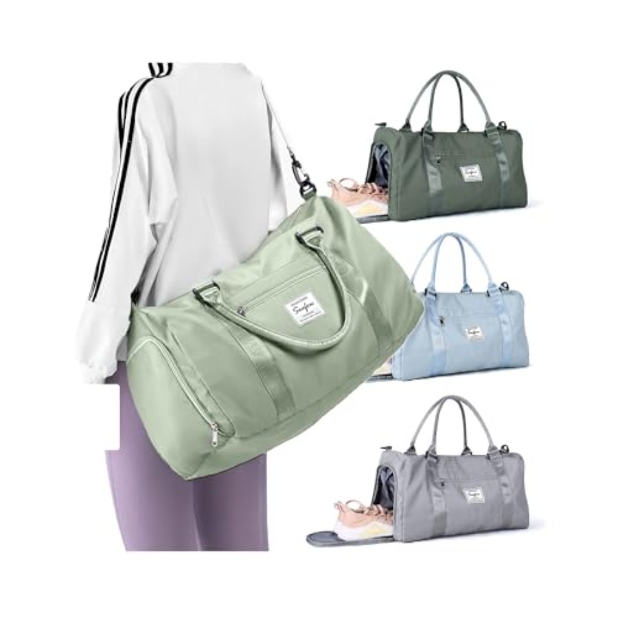 Women Bags Leather - Tas Duffel Weekender untuk Wanita Pria,