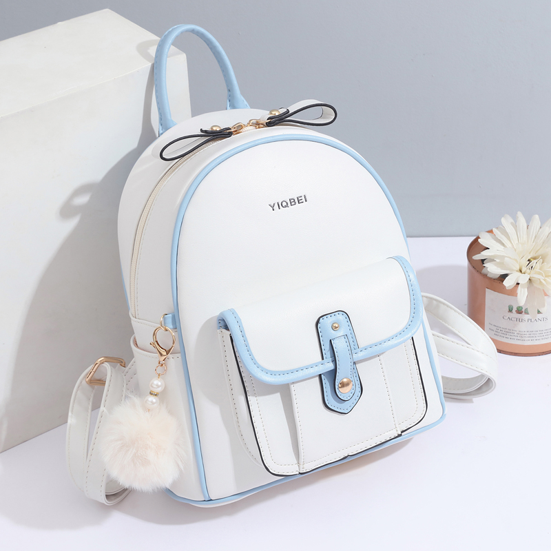 Women Bags White - Ransel wanita bergaya warna solid, ransel