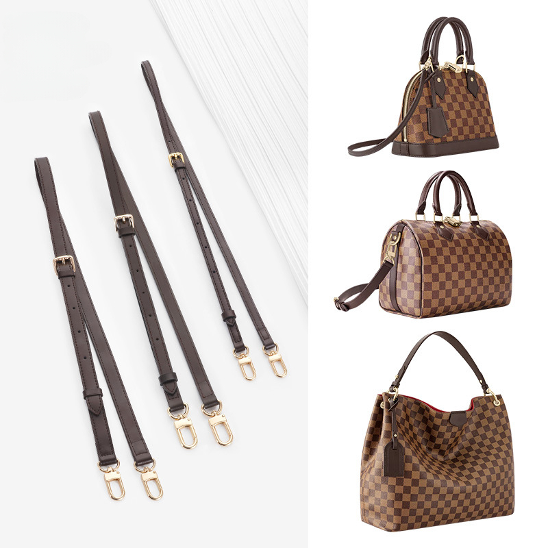 Women Bags Lv - Tali tas kulit pengganti cokelat tua