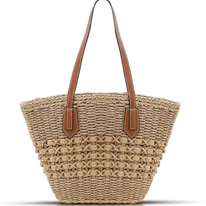 Crochet Market Bag - Tas Bahu Wanita Anyaman Jerami Besar,
