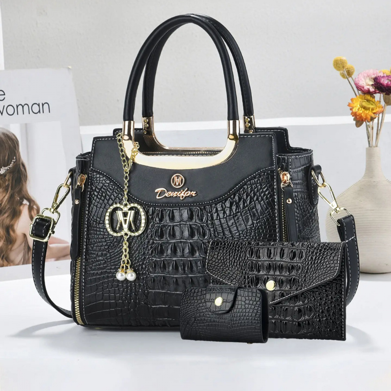 Women Bags Leather - Set Tas Tangan Wanita Tekstur Kulit