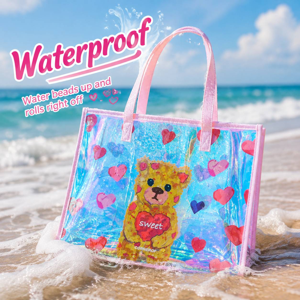 Women Bags Lv - Tas Tote Transparan Holografik Wanita, Motif