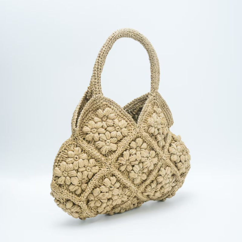 Crochet Market Bag - Tas Pantai Anyaman Kertas Buatan Tangan
