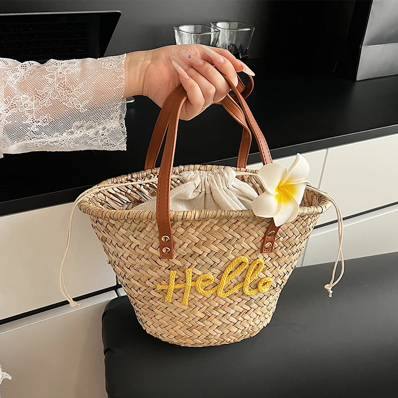 Basket Bag Wicker - Tas Keranjang Anyaman Anyaman Kasual Tas