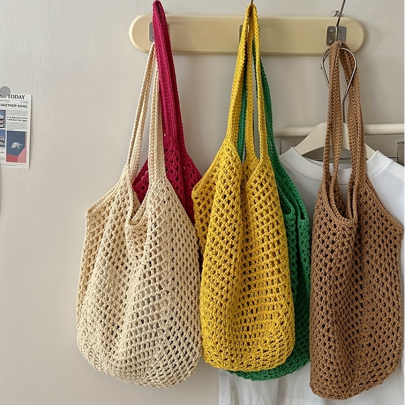 Tas Tote Rajut Berjaring, Tas  - Crochet Market Bag ulasan dan harga
