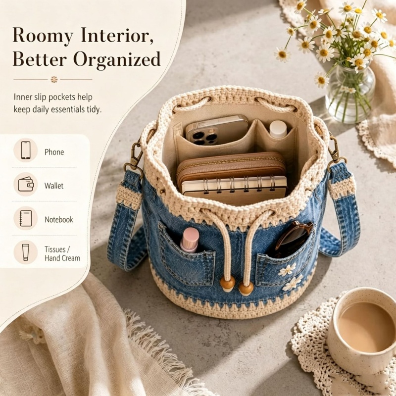 Tas Selempang Rajut Denim Buat - Crochet Market Bag ulasan dan harga