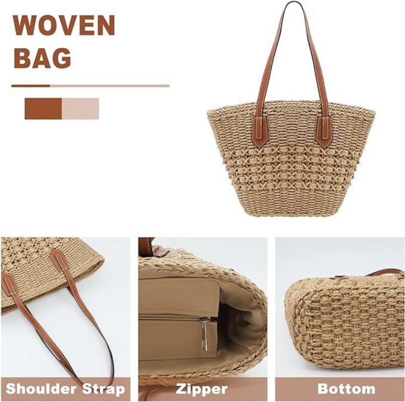 Tas Bahu Wanita Anyaman Jerami - Crochet Market Bag ulasan dan harga