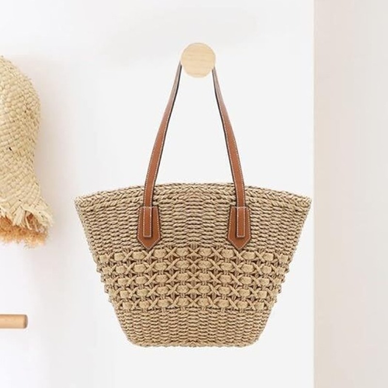 Tas Bahu Wanita Anyaman Jerami - Crochet Market Bag ulasan dan harga