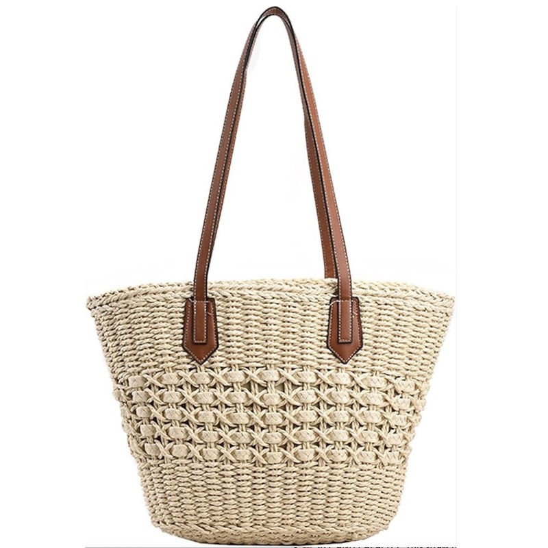 Tas Bahu Wanita Anyaman Jerami - Crochet Market Bag ulasan dan harga