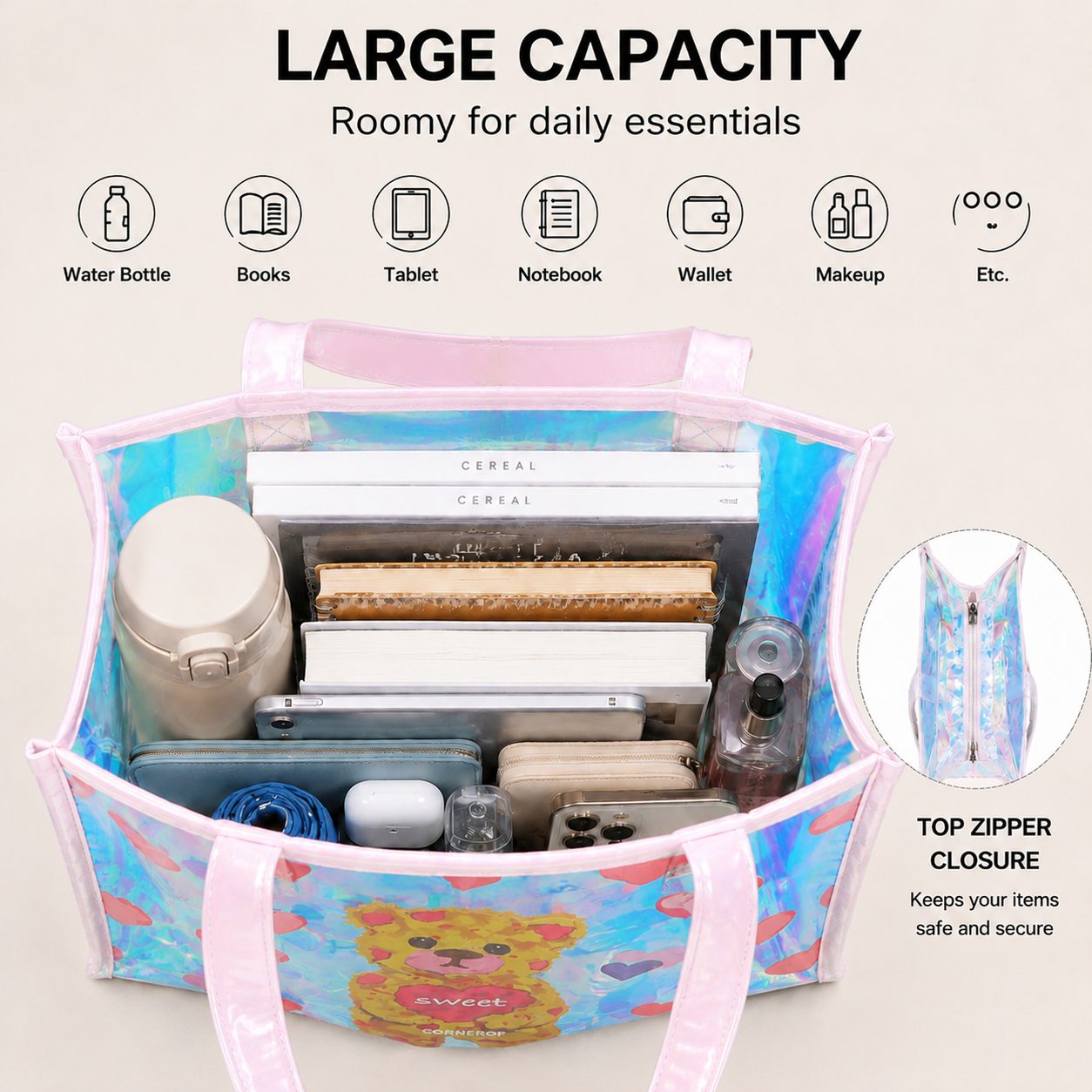 Tas Tote Transparan Holografik - Women Bags Lv ulasan dan harga